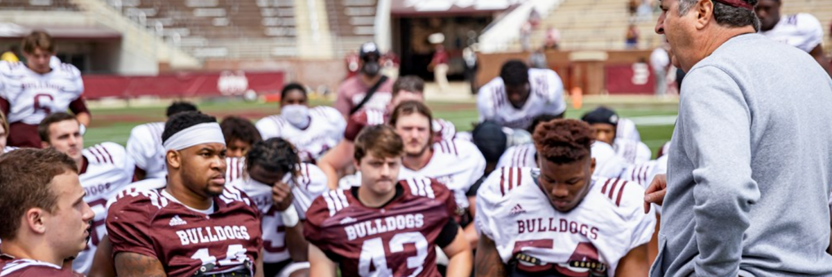 STARKVILLE, MS - April 17, 2021 - The Mississippi State Bulldogs compete in the 2021 Maroon & White Spring Game at Davis Wade Stadium at Scott Field in Starkville, MS. Photo By Austin Perryman